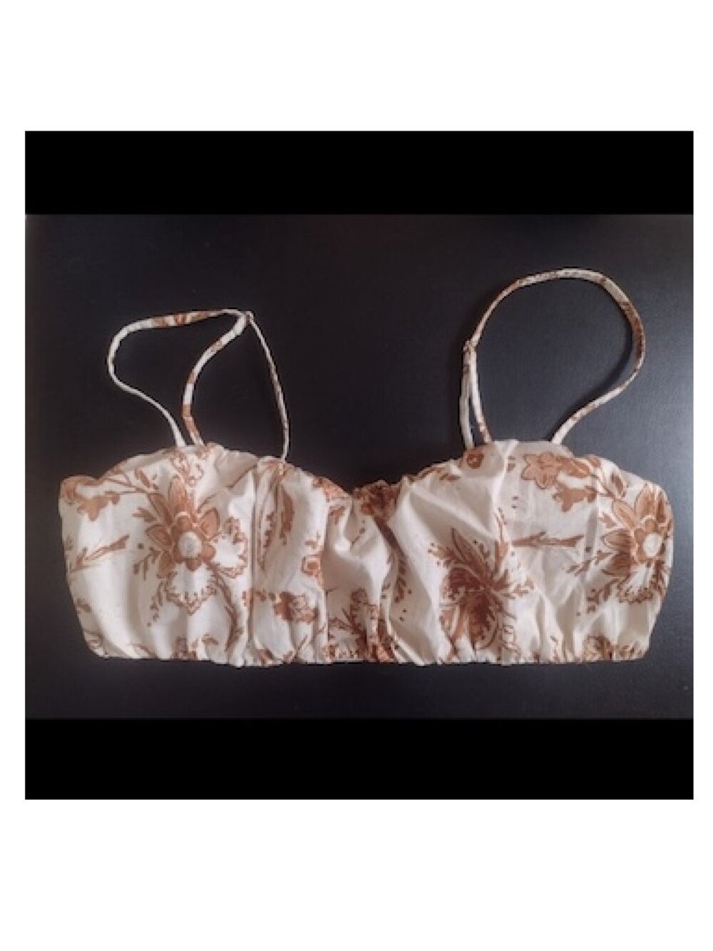 Abercrombie & Fitch A&F Brown Cream Floral Bralette Bandeau Cami Small S